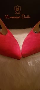 Massimo Dutti Red Suede Sling Back Sandal